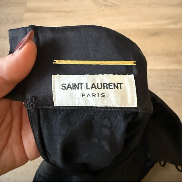 Saint Laurent black jacquard long sleeve ruffle mini dress - 6 / Small (38) - Picture 7 of 7